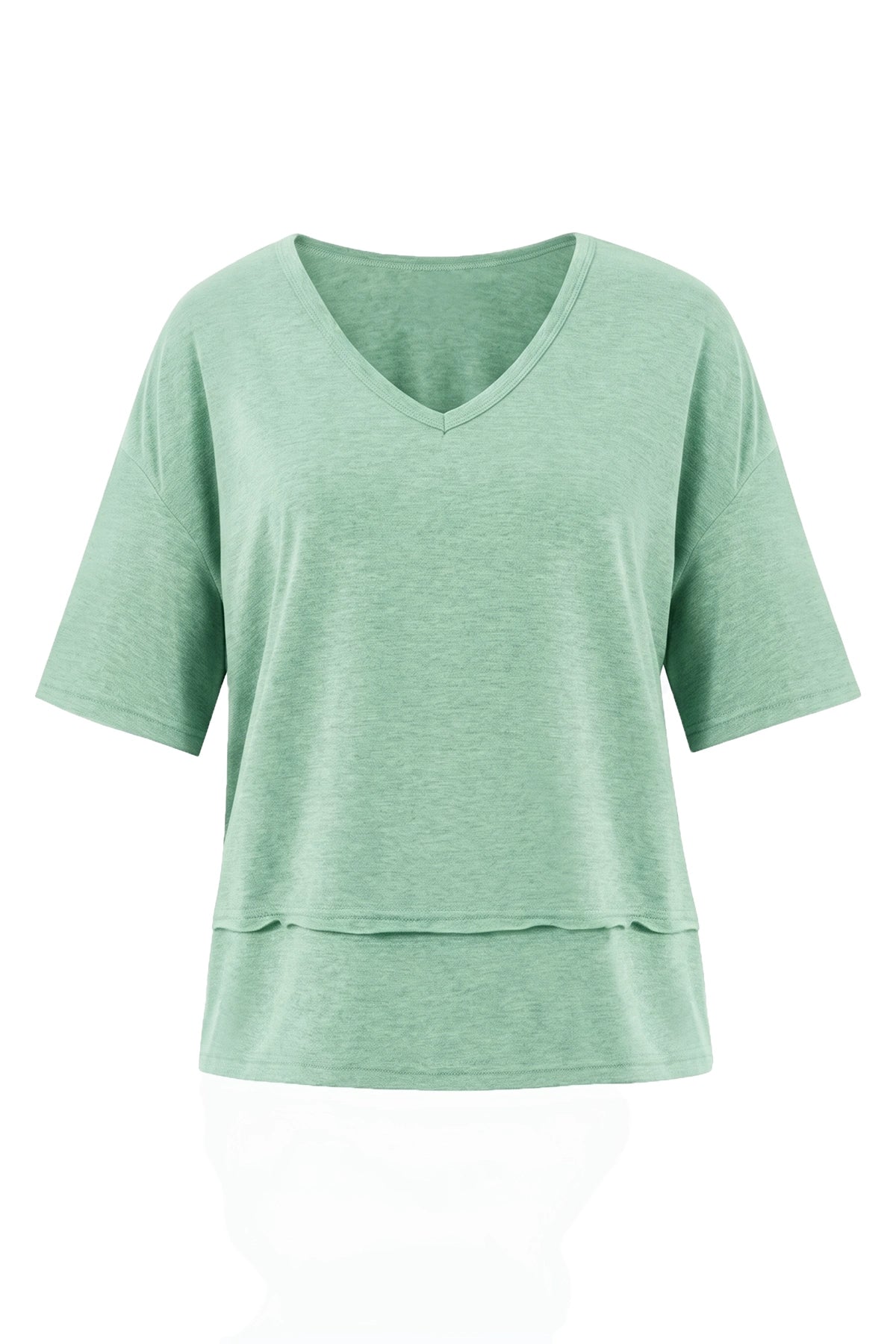 Womens Mint Color Summer V Neck T Shirts | CicyBell