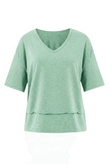 Womens Mint Color Summer V Neck T Shirts | CicyBell