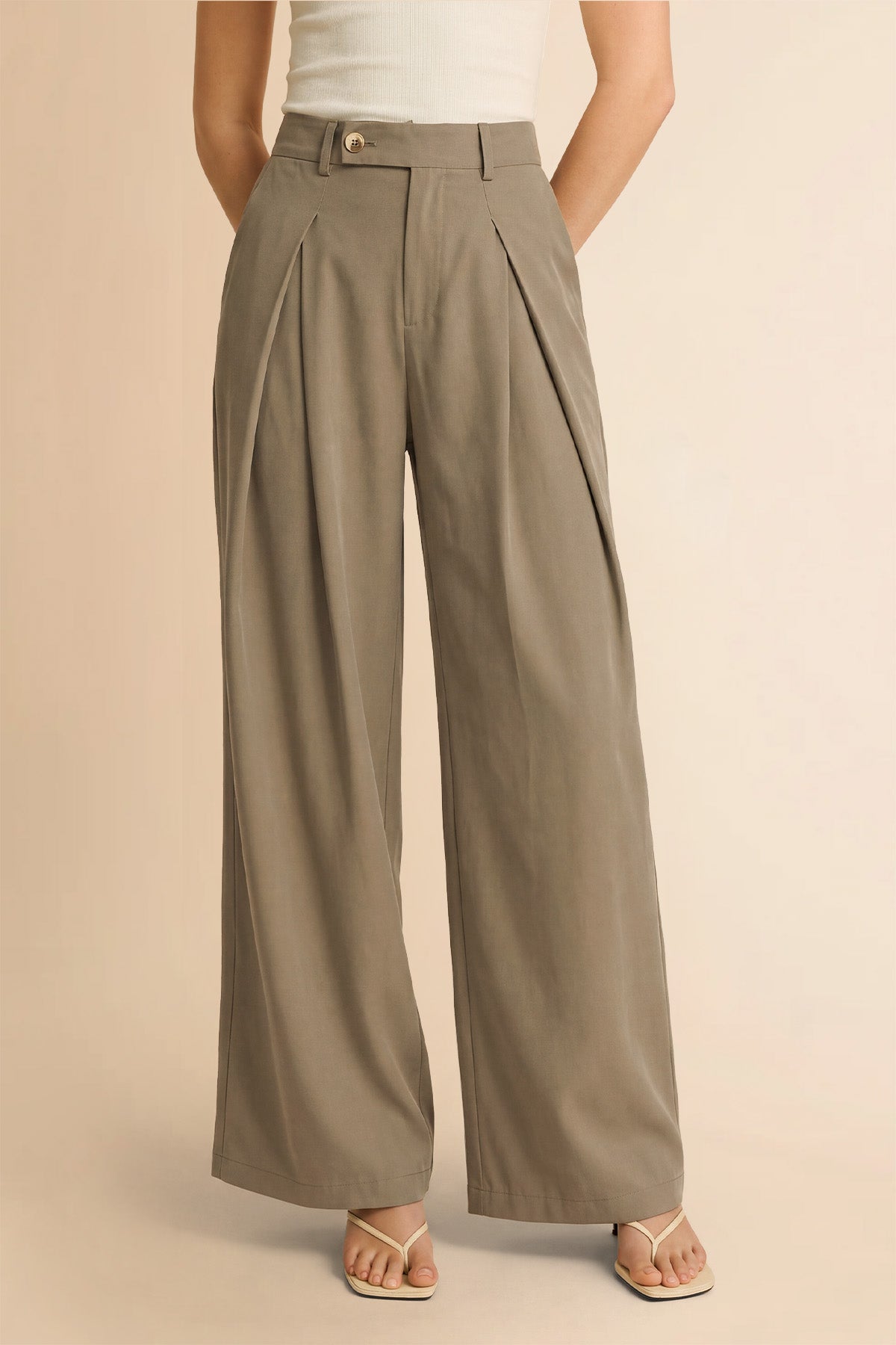 Womens Mocha Brown Wide Leg Dressy Pants | CicyBell