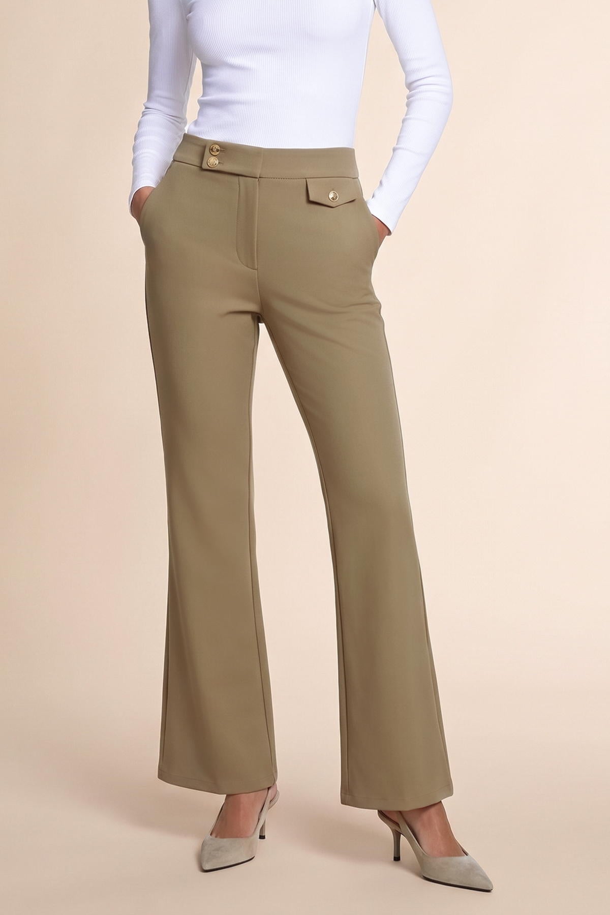 Womens Mocha Brown Flared Dress Pants | CicyBell