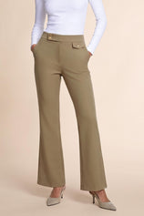 Womens Mocha Brown Flared Dress Pants | CicyBell