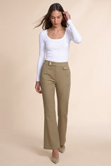 Womens Mocha Brown Flared Dress Pants | CicyBell