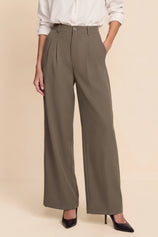 Womens Mocha Brown Business Wide Leg Dress Pants | CicyBell
