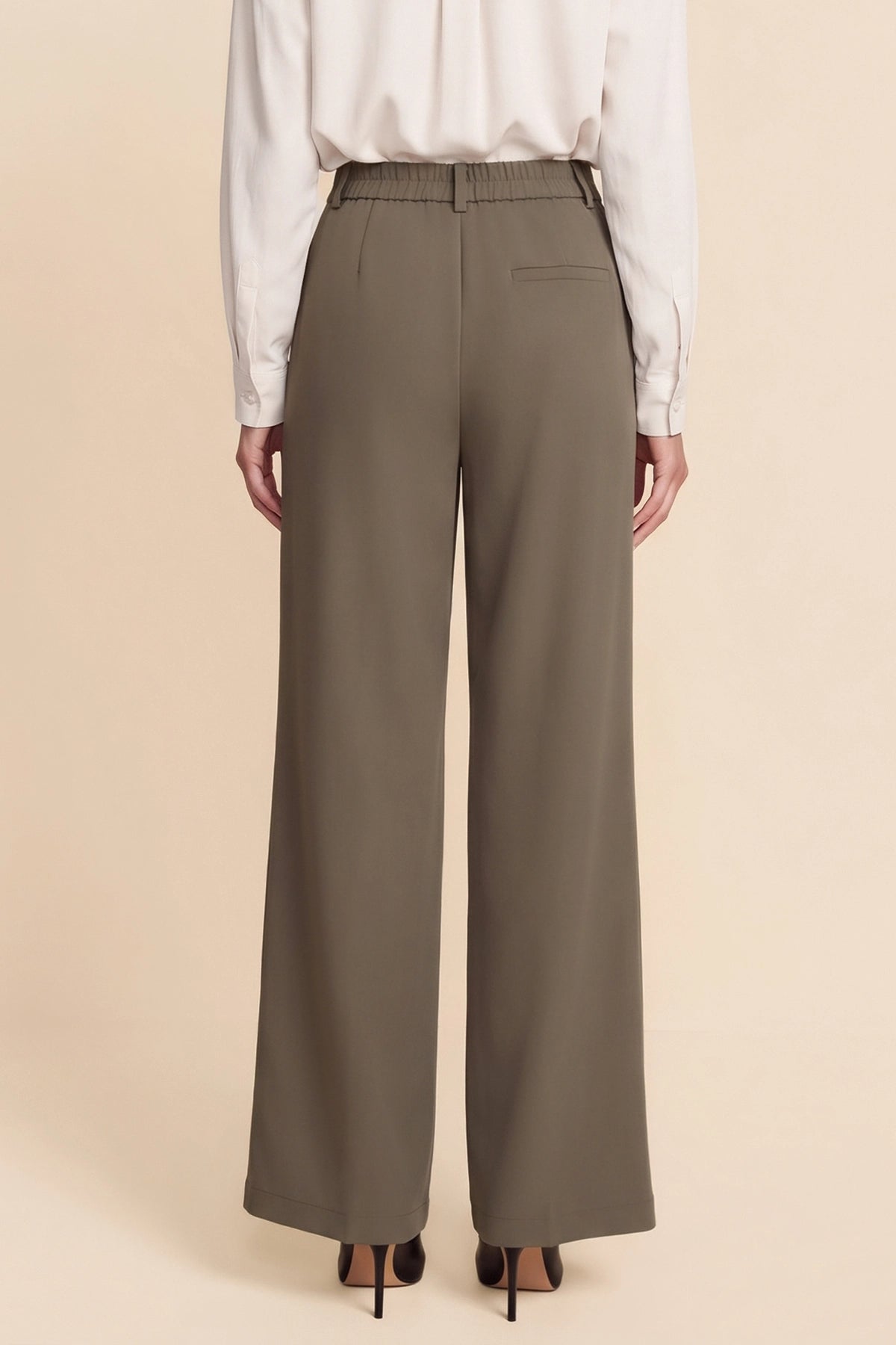 Womens Mocha Brown Business Wide Leg Dress Pants | CicyBell