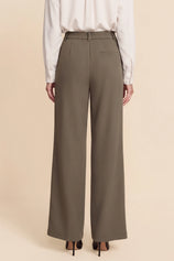 Womens Mocha Brown Business Wide Leg Dress Pants | CicyBell
