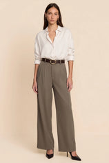 Womens Mocha Brown Business Wide Leg Dress Pants | CicyBell