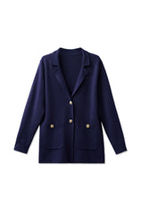 Womens Navy Long Sleeve Sweater Blazer | CicyBell