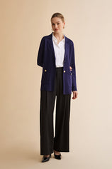 Womens Navy Long Sleeve Sweater Blazer | CicyBell