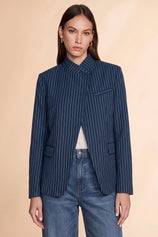 Womens Navy Professional Striped Blazer | CicyBell
