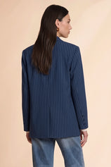 Womens Navy Professional Striped Blazer | CicyBell