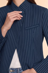 Womens Navy Professional Striped Blazer | CicyBell