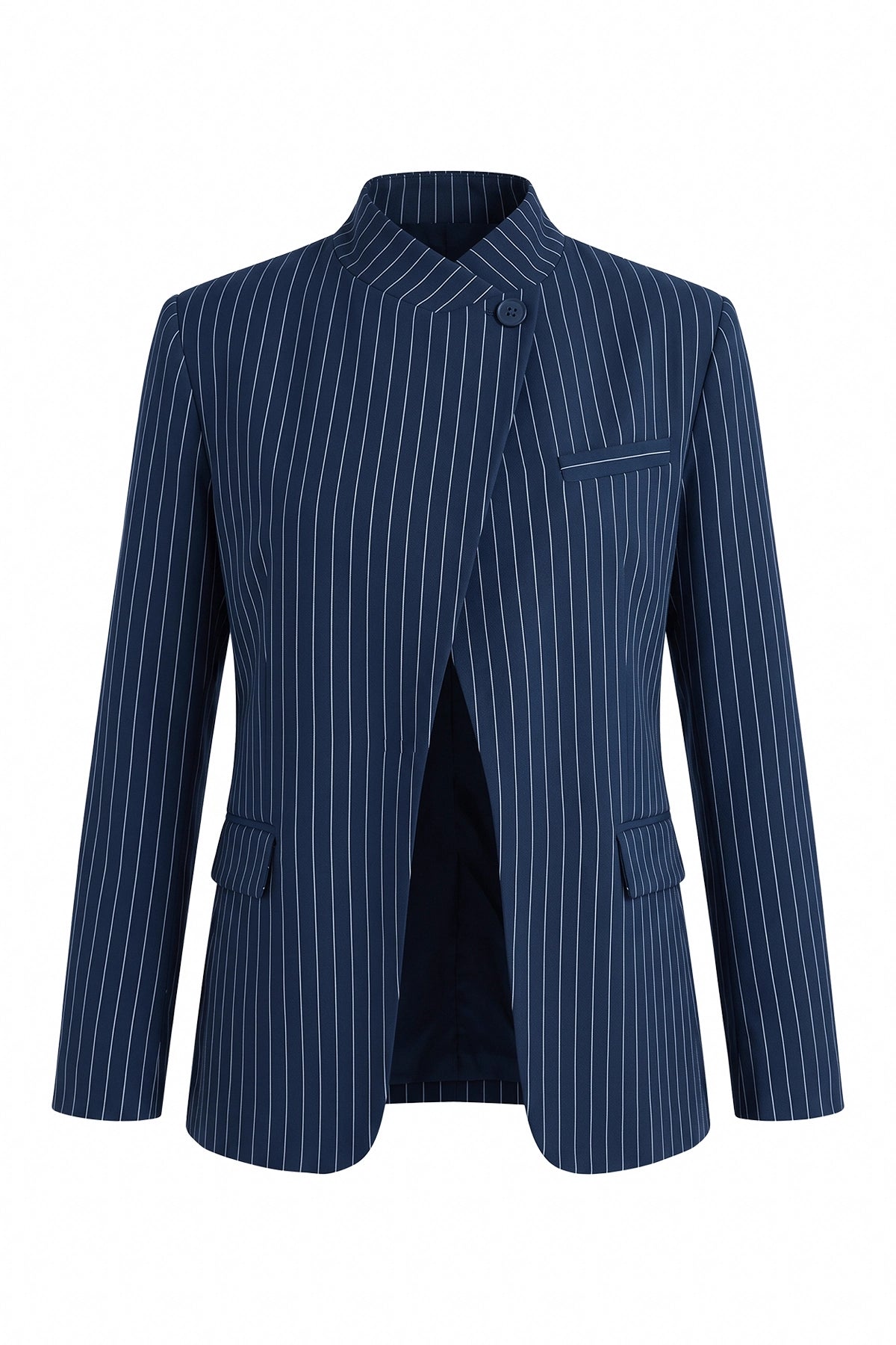 Womens Navy Professional Striped Blazer | CicyBell