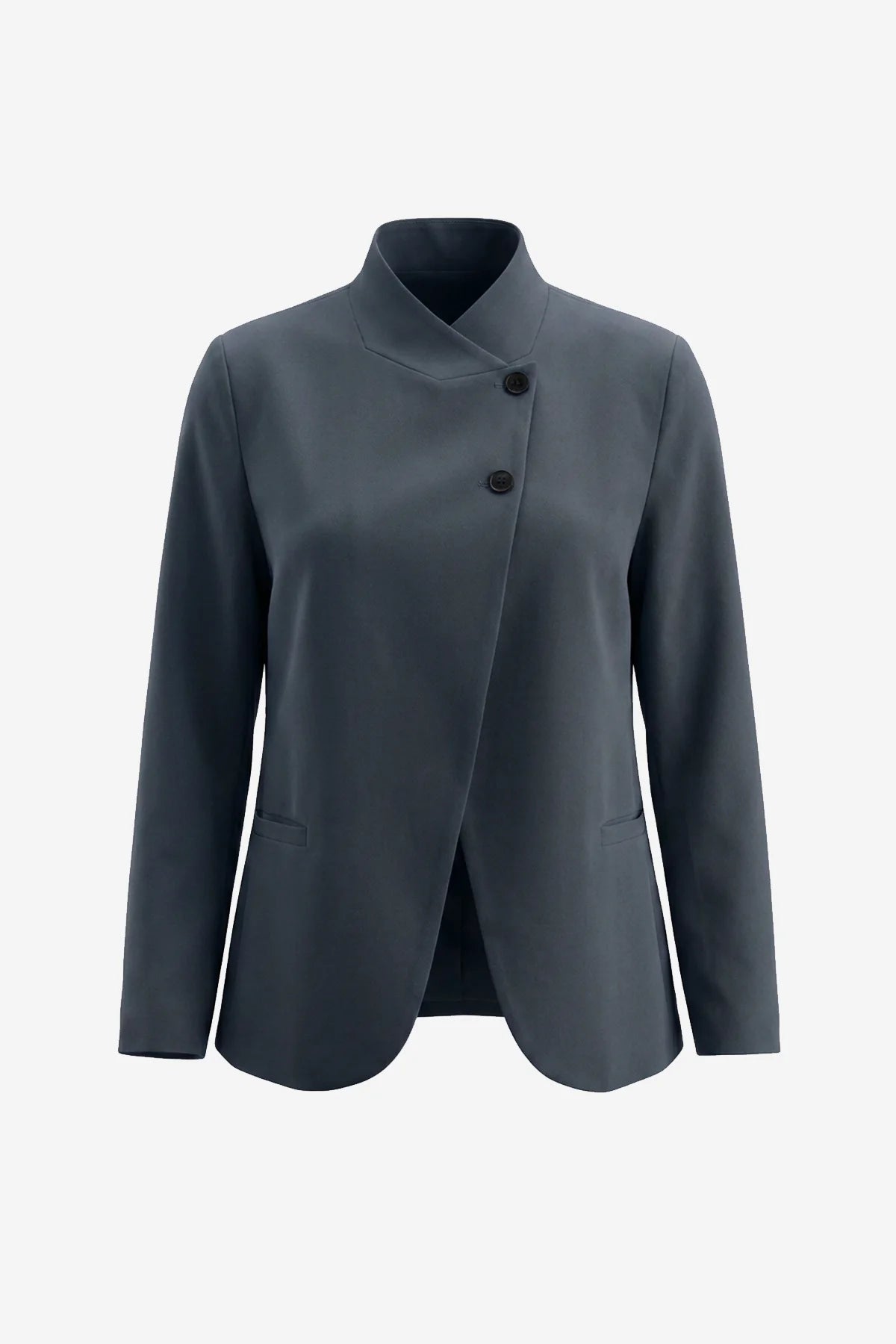 Womens Navy Casual Stand Collar Blazer | CicyBell