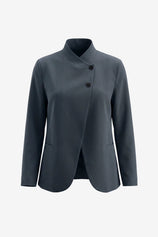 Womens Navy Casual Stand Collar Blazer | CicyBell