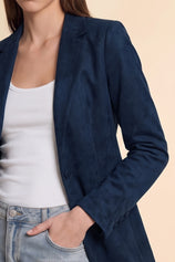 Womens Navy Faux Suede Blazers| CicyBell