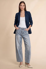 Womens Navy Faux Suede Blazers| CicyBell