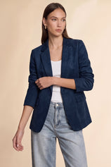 Womens Navy Faux Suede Blazers| CicyBell