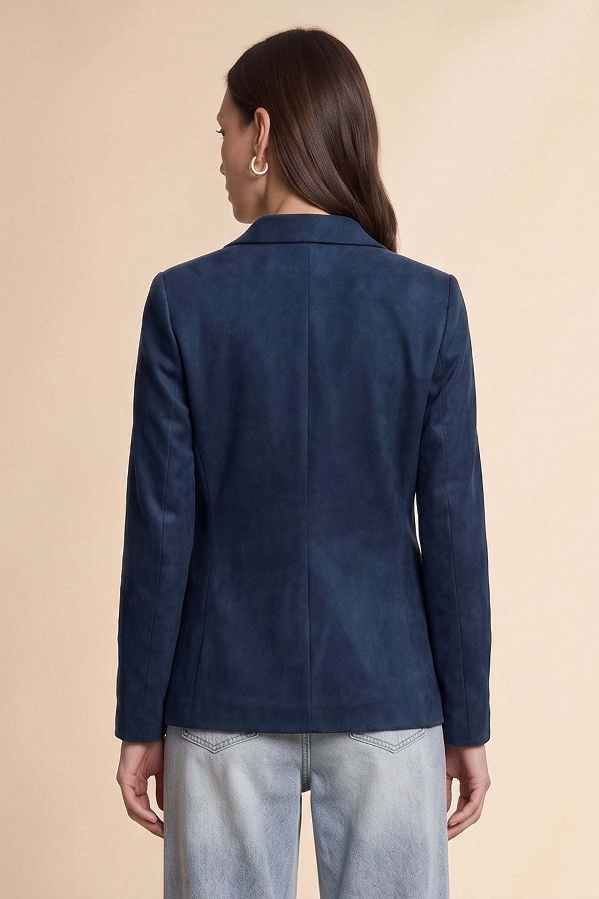Womens Navy Faux Suede Blazers| CicyBell