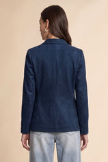 Womens Navy Faux Suede Blazers| CicyBell