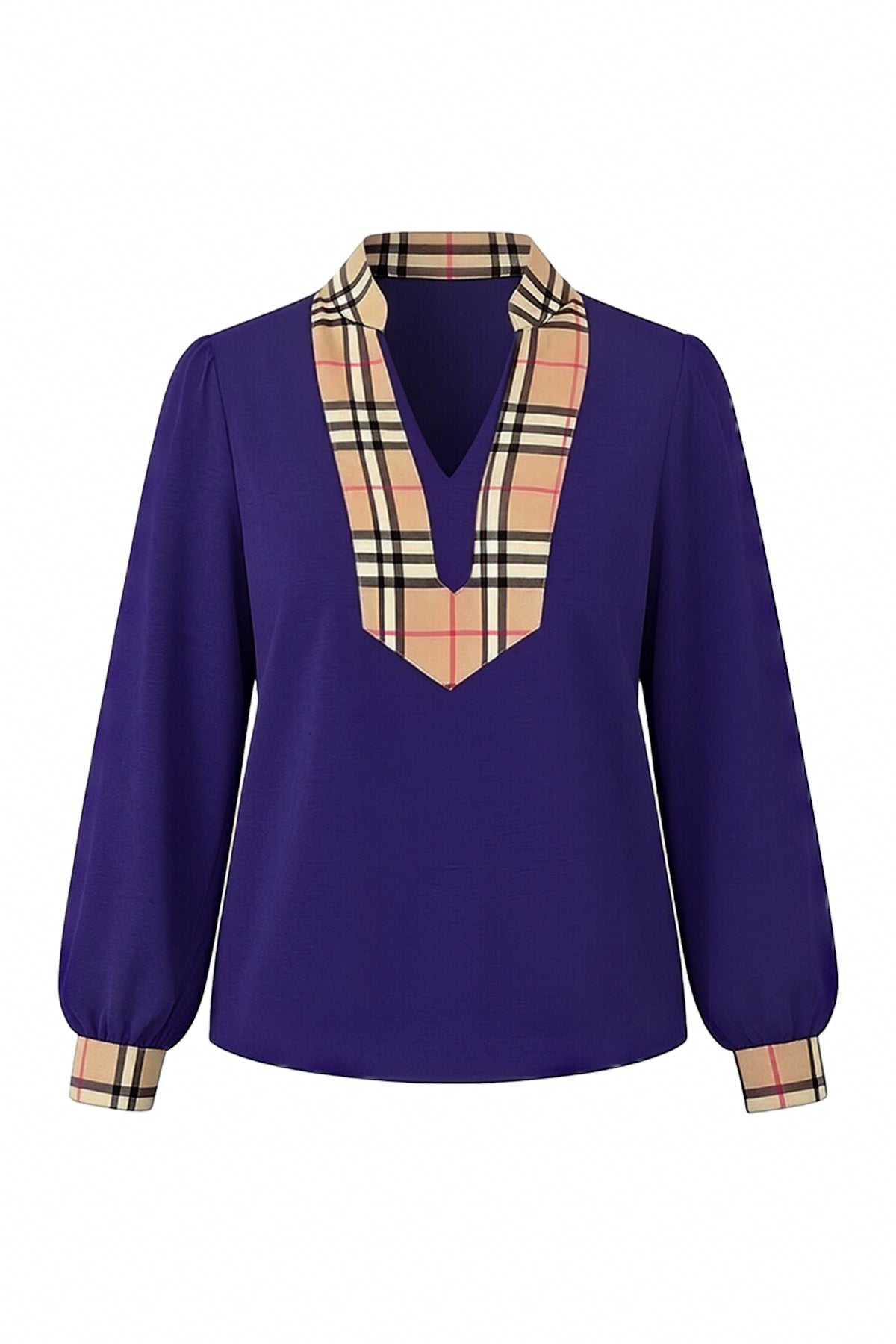 Womens Navy Puff Long Sleeve Blouse | CicyBell