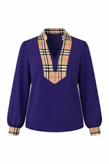 Womens Navy Puff Long Sleeve Blouse | CicyBell