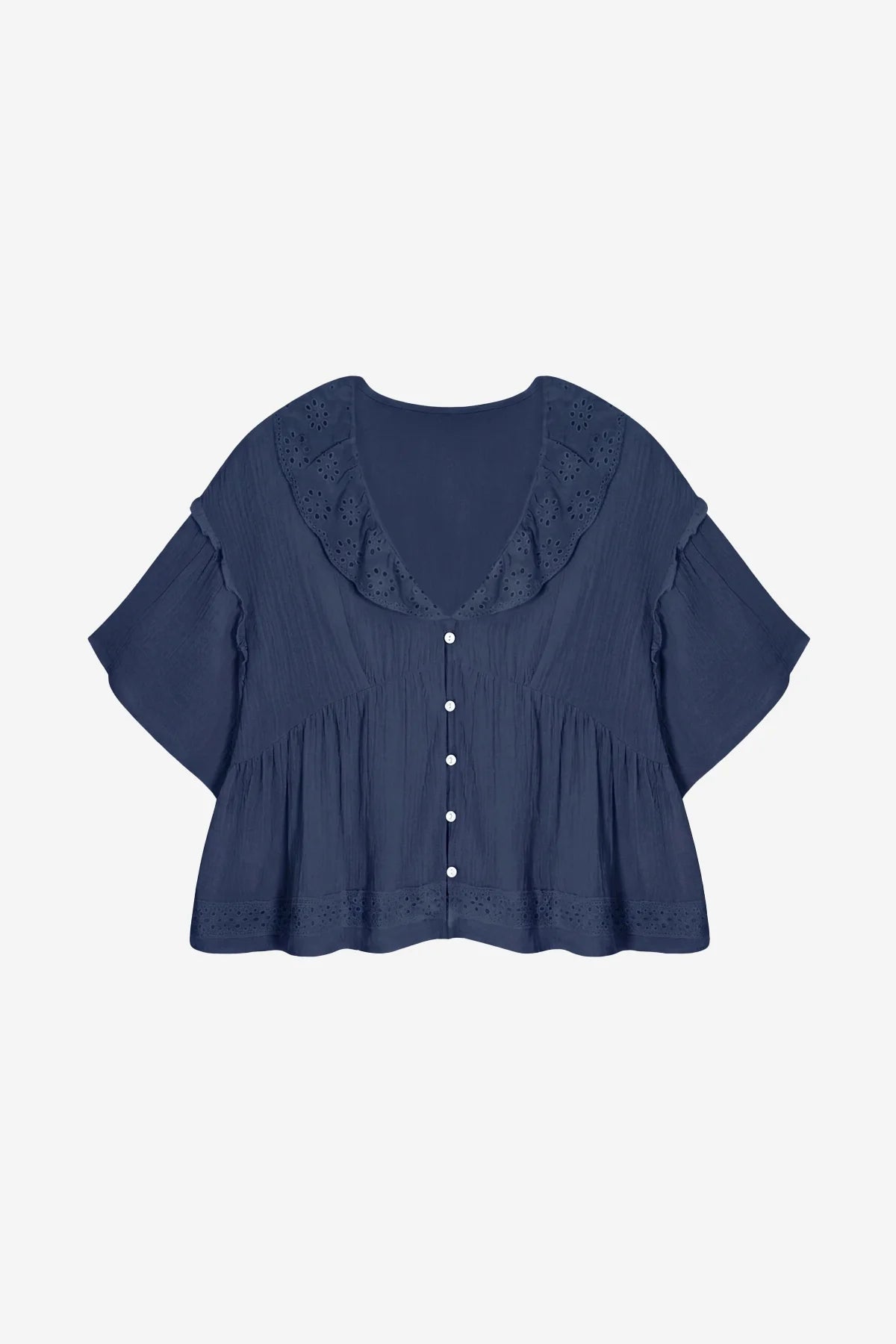 Womens Navy Cropped Babydoll Tops | CicyBell