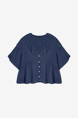 Womens Navy Cropped Babydoll Tops | CicyBell