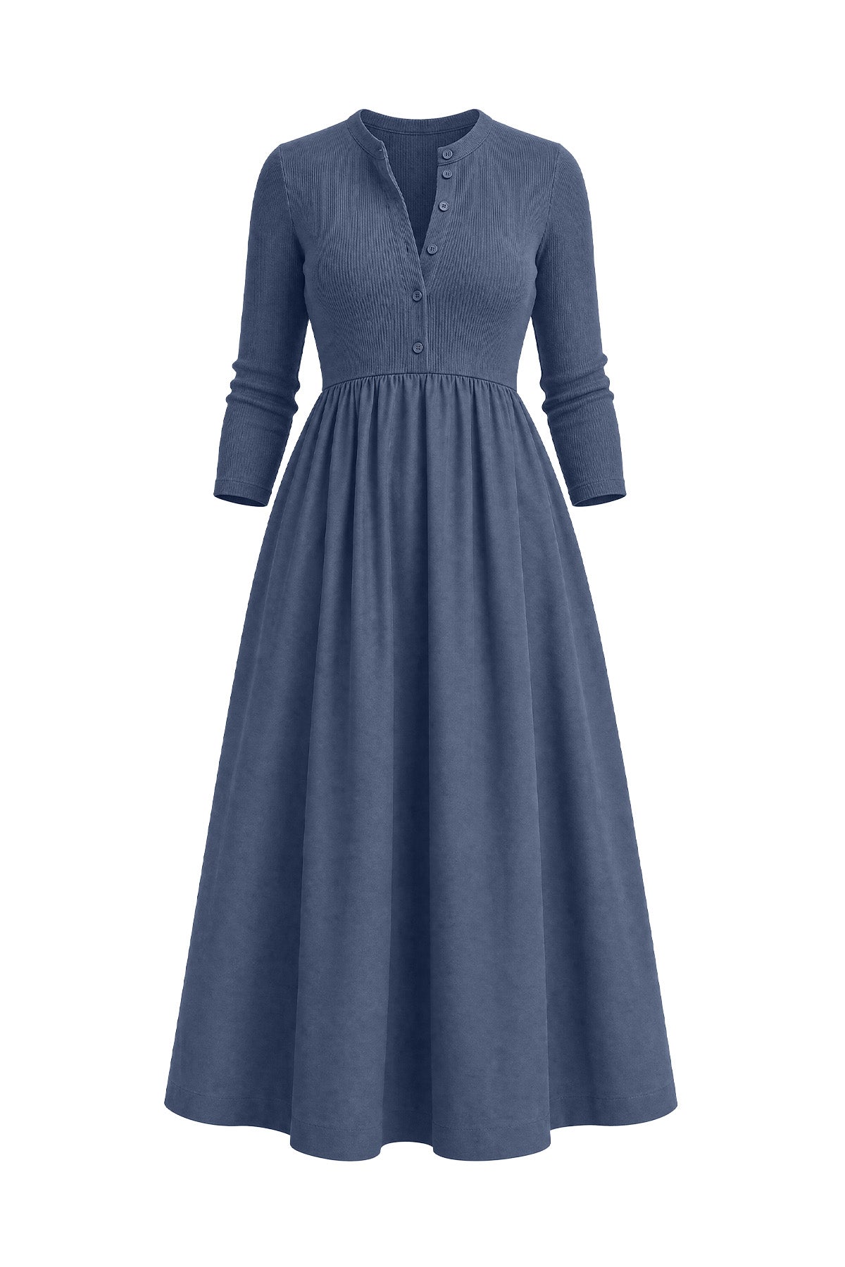Womens Navy Long Sleeve A-Line Midi Dress| CicyBell