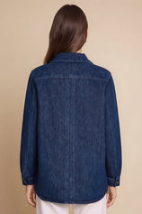 Womens Navy Button Down Denim Jacket | CicyBell