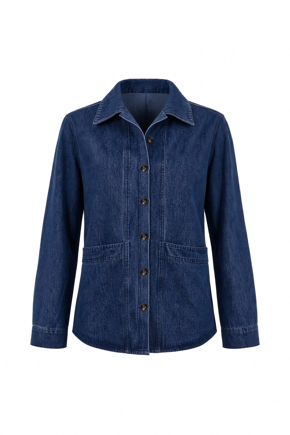 Womens Navy Button Down Denim Jacket | CicyBell