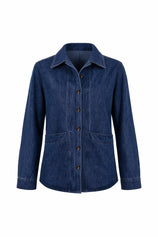 Womens Navy Button Down Denim Jacket | CicyBell