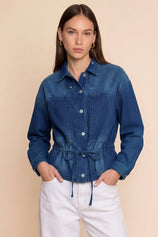 Womens Navy Drawstring Denim Jacket | CicyBell