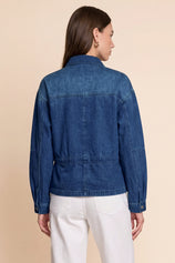 Womens Navy Drawstring Denim Jacket | CicyBell