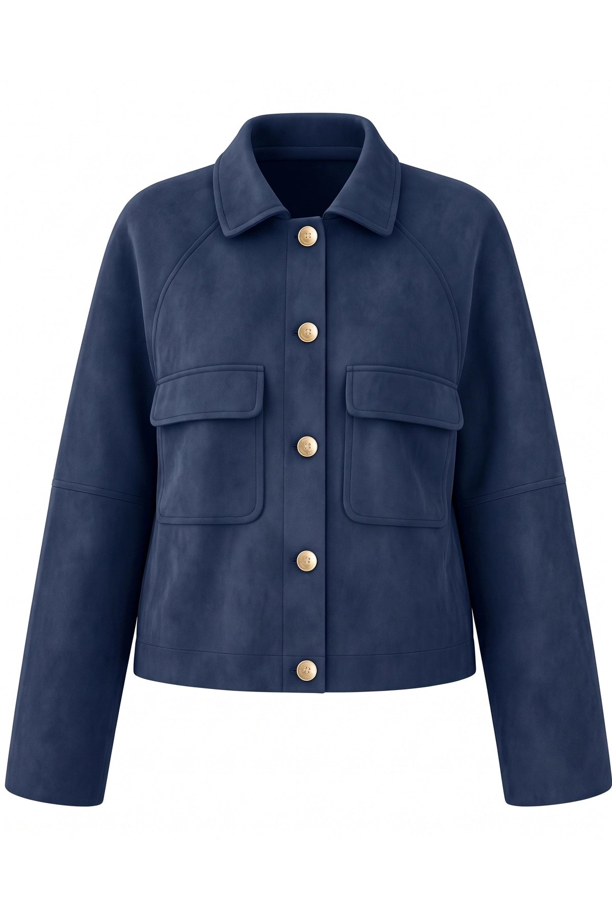 Womens Navy Faux Suede Leather Jacket | CicyBell
