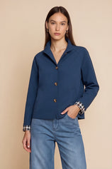 Womens Navy Ruffle Short Trench Coat | CicyBell
