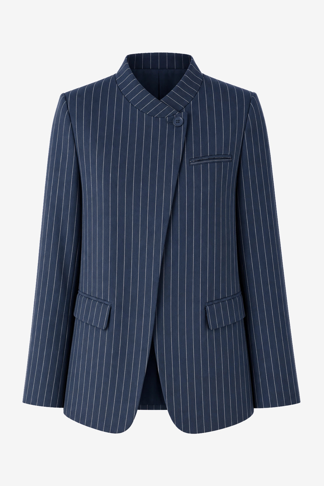 Womens Navy Professional Striped Blazer | CicyBell