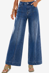 Womens Navy Baggy Wide Leg Jeans | CicyBell