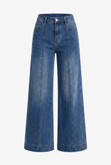 Womens Navy Baggy Wide Leg Jeans | CicyBell