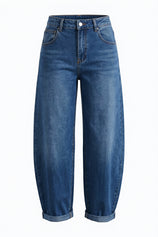 Womens Navy Baggy Barrel Jeans | CicyBell