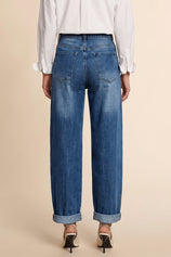 Womens Navy Baggy Barrel Jeans | CicyBell