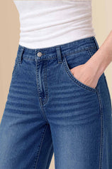 Womens Navy Baggy Wide Leg Jeans | CicyBell