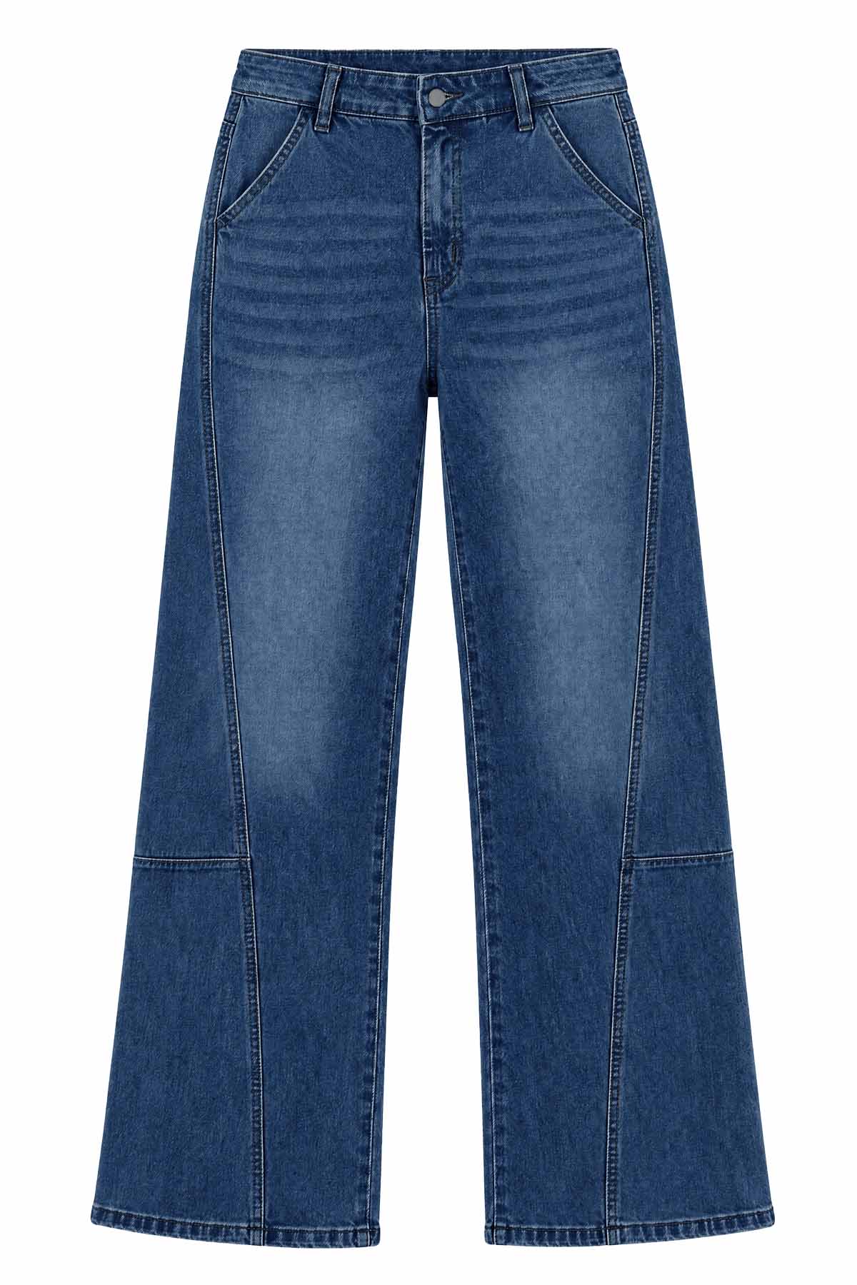 Womens Navy Baggy Wide Leg Jeans | CicyBell