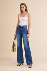 Womens Navy Baggy Wide Leg Jeans | CicyBell