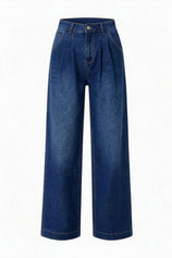 Womens Navy Baggy Wide Leg Jeans| CicyBell