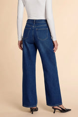 Womens Navy Baggy Wide Leg Jeans| CicyBell