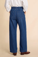 Womens Navy Drawstring Wide Leg Jeans | CicyBell