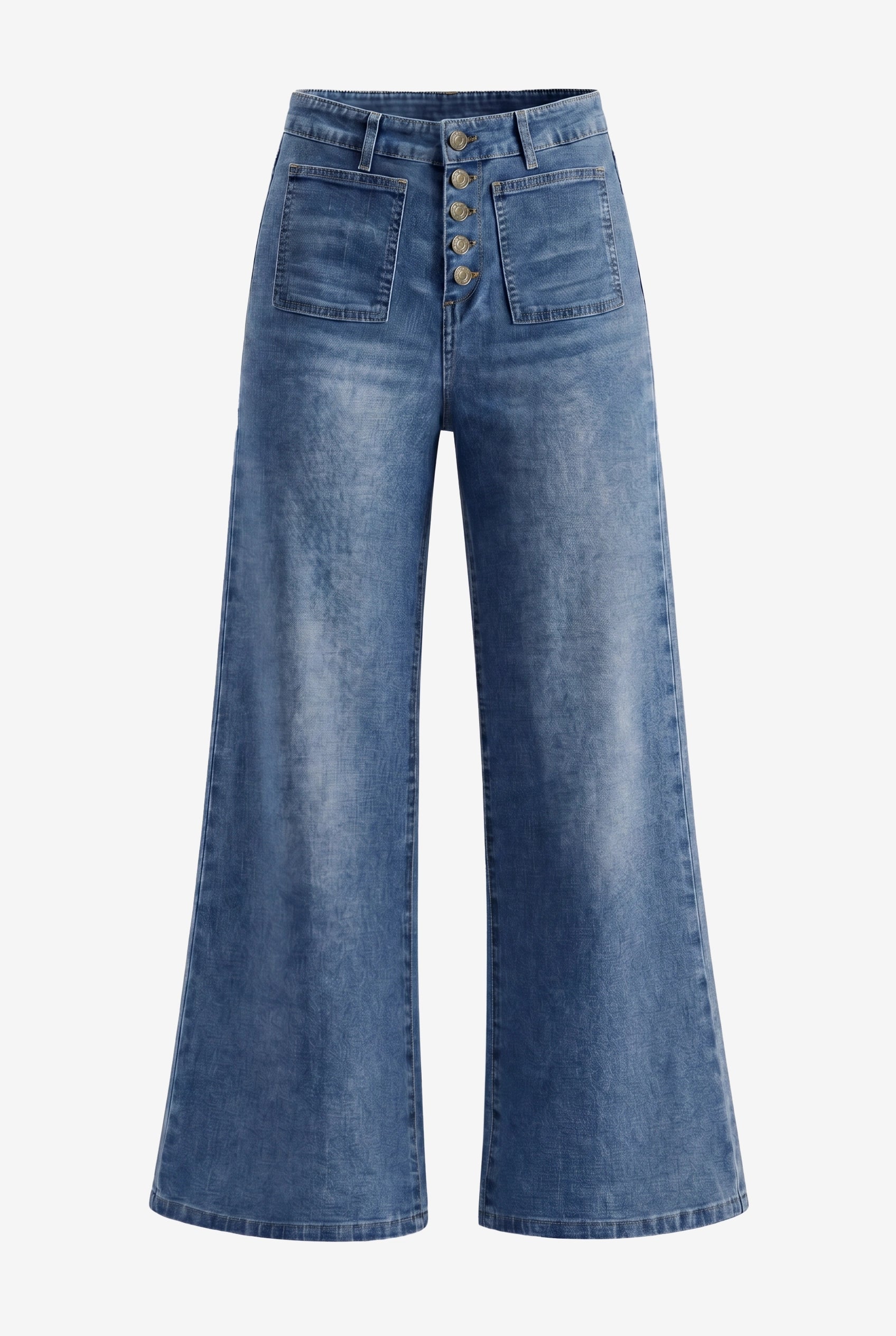 Womens Navy Wide Leg High Waisted Jeans | CicyBell