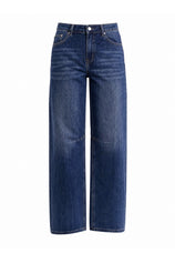 Women Navy Casual Barrel Cropped Jeans | CicyBell
