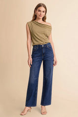 Women Navy Casual Barrel Cropped Jeans | CicyBell