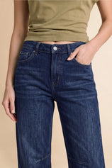 Women Navy Casual Barrel Cropped Jeans | CicyBell
